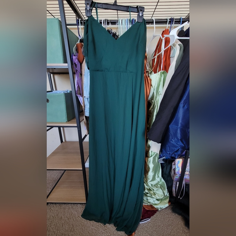 BIRDY GREY Devin Convertible Chiffon Dress in Emerald, XL